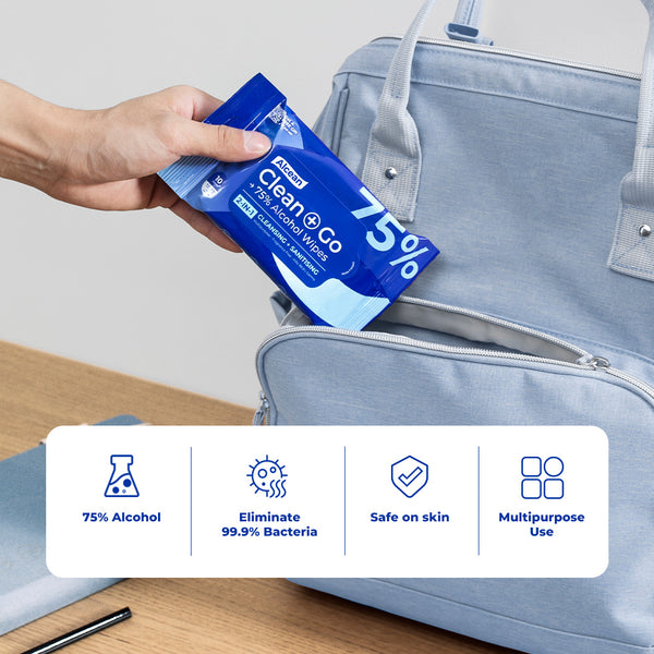 Alcean 75% Classic Alcohol Wipes - 10 Wipes (6 Packs / 11 Free 1 Packs)