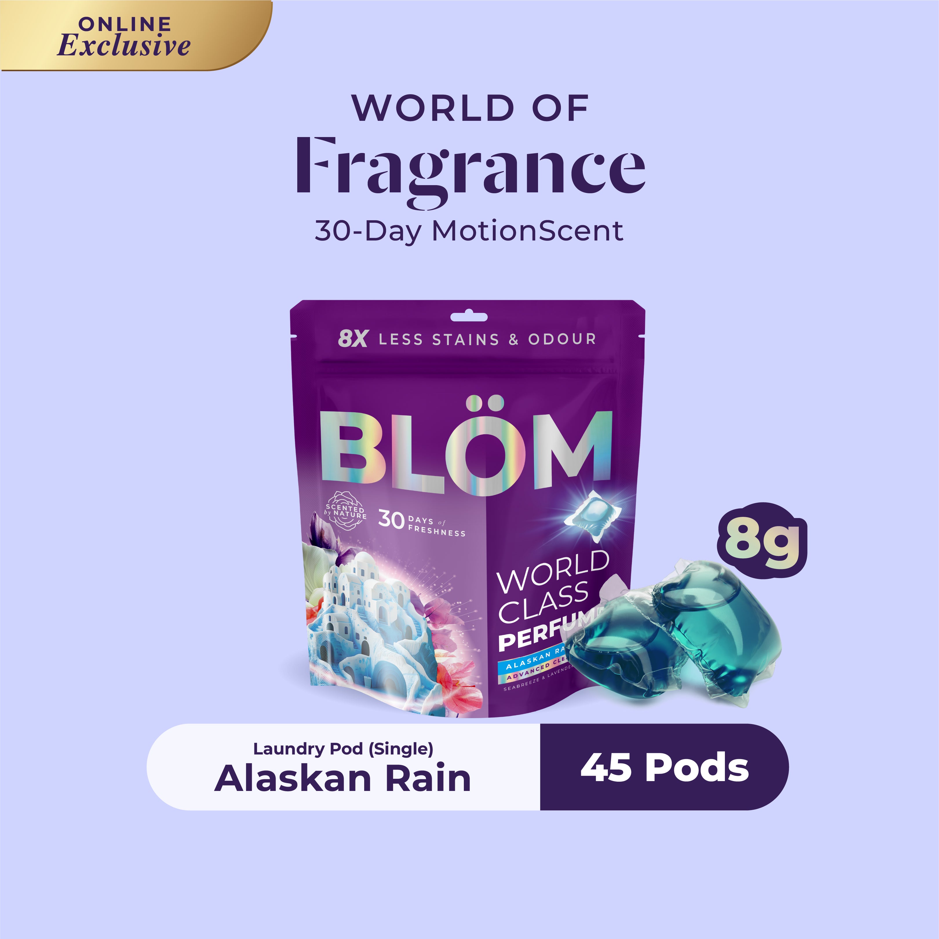 BLÖM Alaskan Rain Single-Load Laundry Pods (45 Pods)