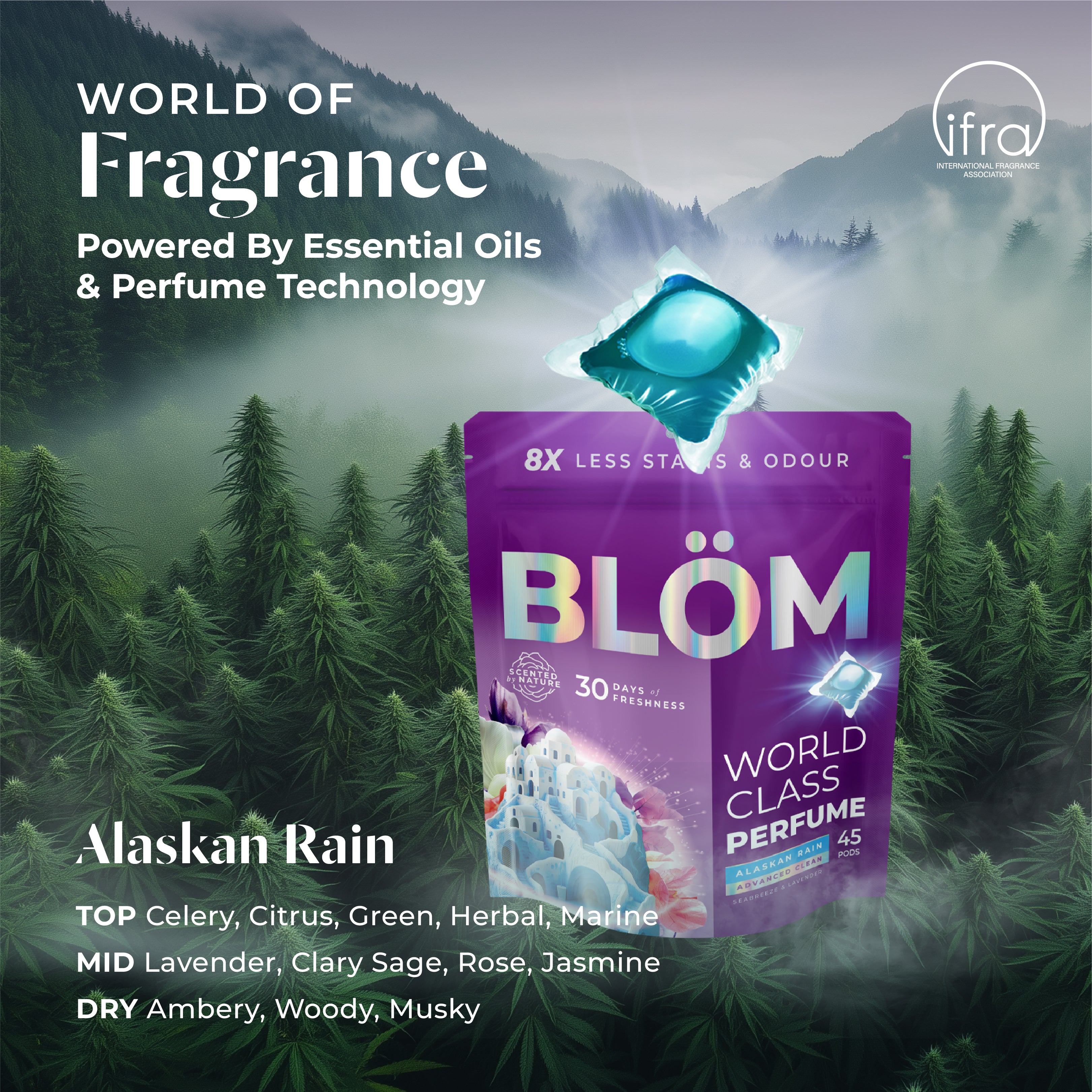 BLÖM Alaskan Rain Single-Load Laundry Pods (45 Pods)
