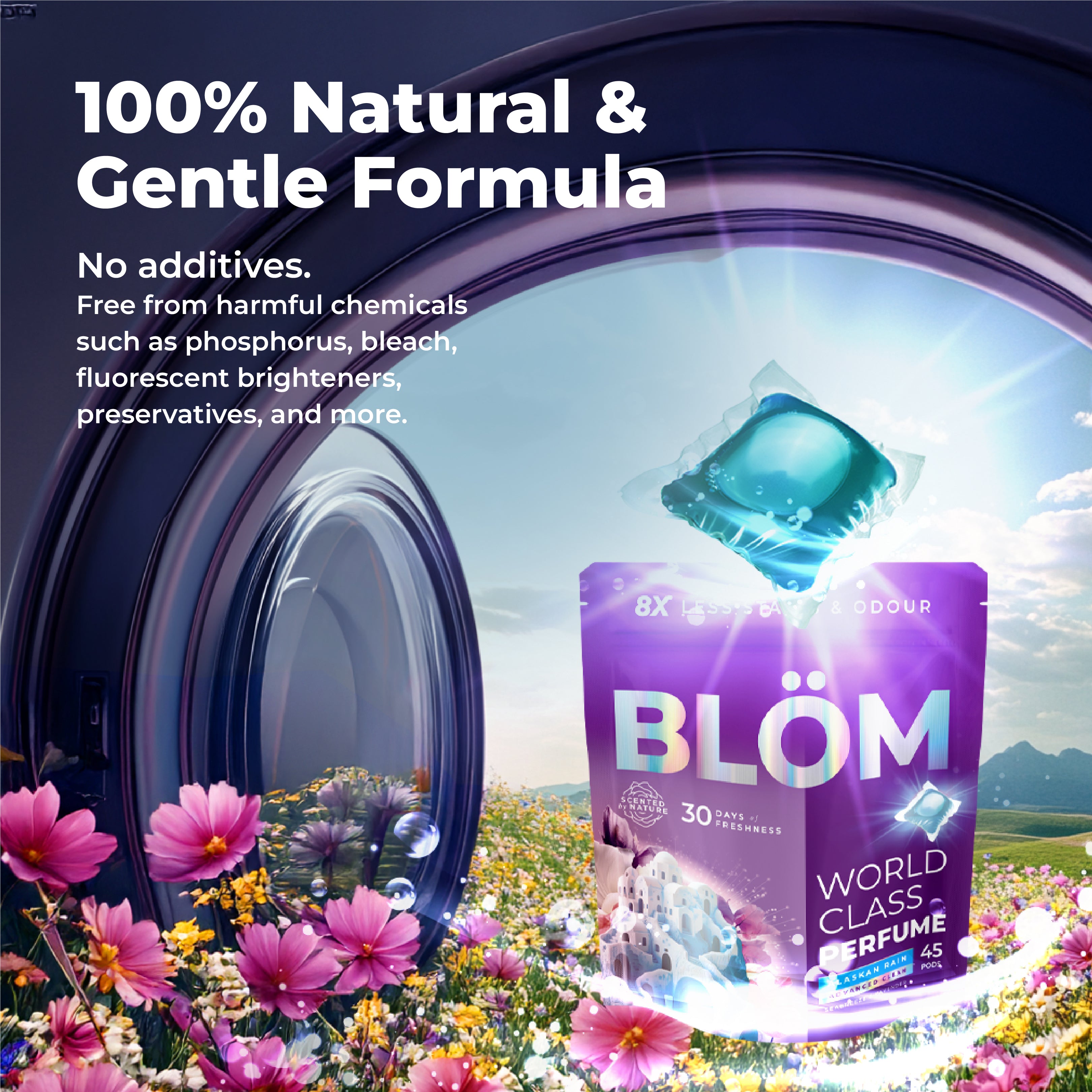 BLÖM Alaskan Rain Single-Load Laundry Pods (45 Pods)