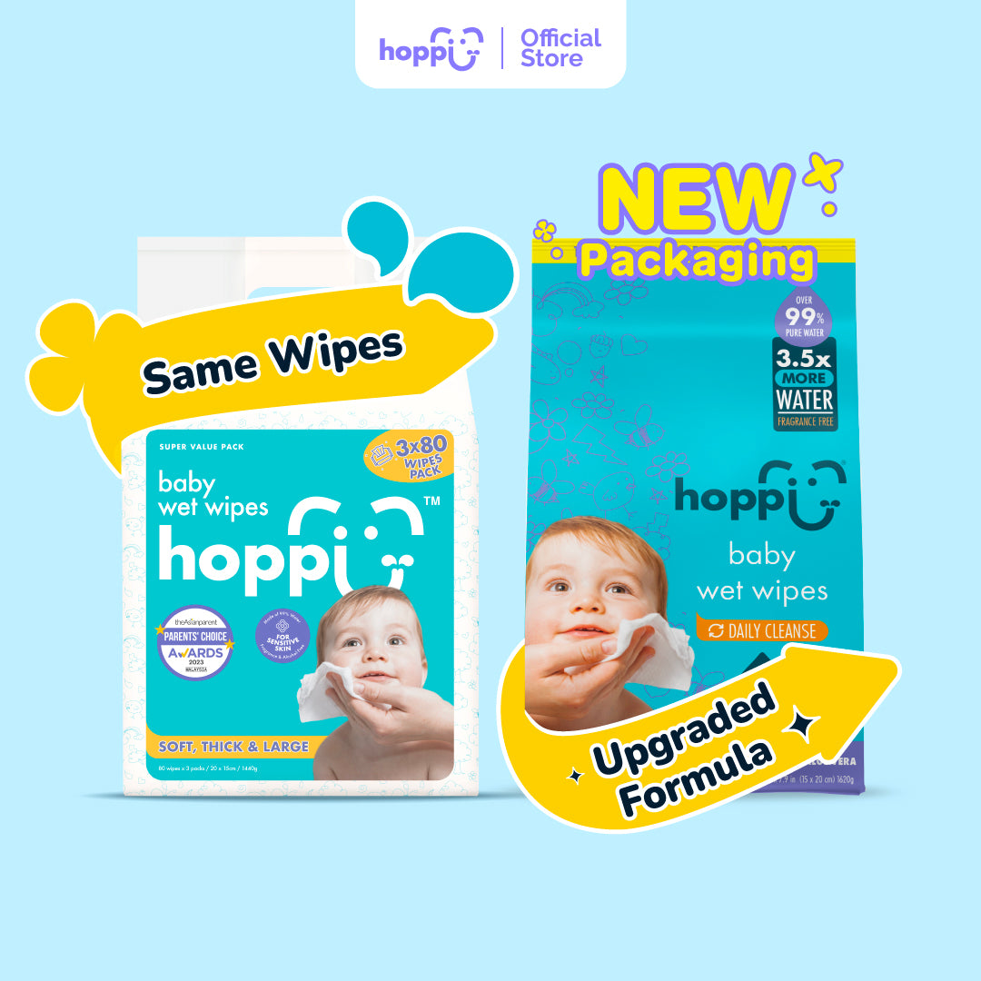 Hoppi Baby Wet Wipes (20 Wipes x 5 Packs)