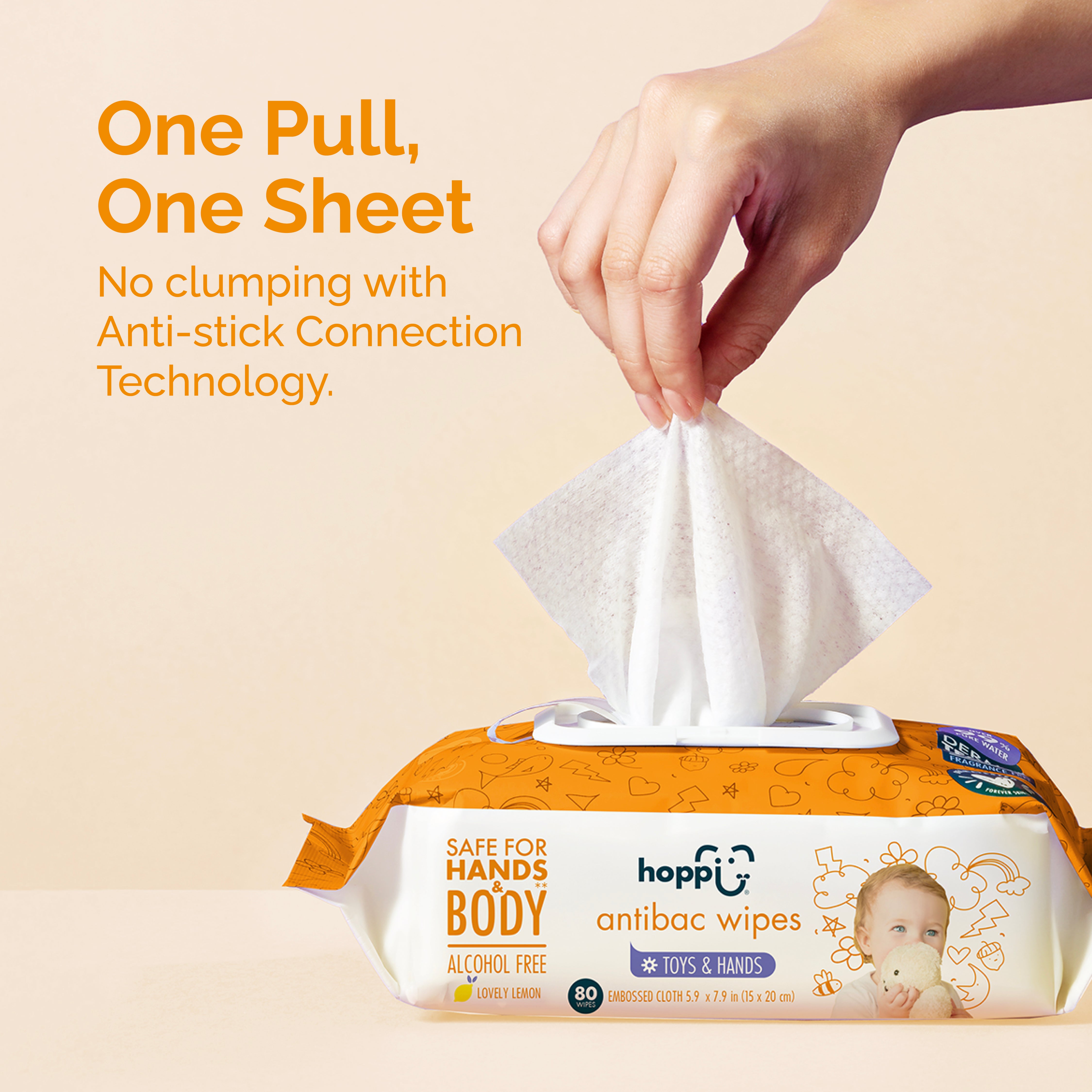 Hoppi Antibacterial Wipes (20 Wipes x 5 Packs)