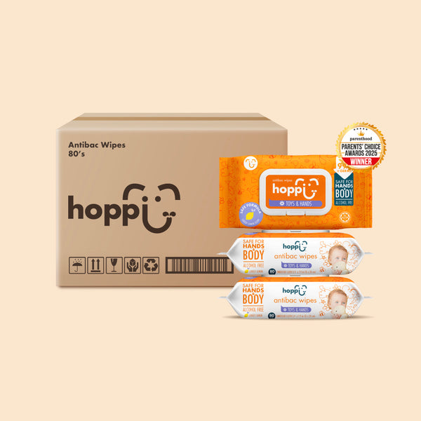 [Carton] Hoppi Antibacterial Wipes (80 Wipes x 12 Packs)
