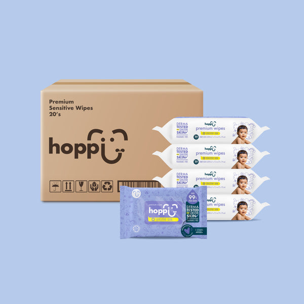 [Carton] Hoppi Premium Wipes [German Dermatologically Tested] with Halal Certified (20 Wipes x 25 Packs)