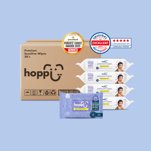 [Carton] Hoppi Premium Wipes [German Dermatologically Tested] with Halal Certified (20 Wipes x 25 Packs)