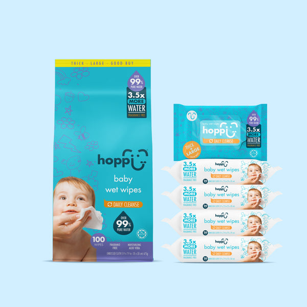 Hoppi Baby Wet Wipes (20 Wipes x 5 Packs)
