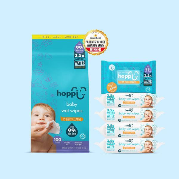 Hoppi Baby Wet Wipes (20 Wipes x 5 Packs)