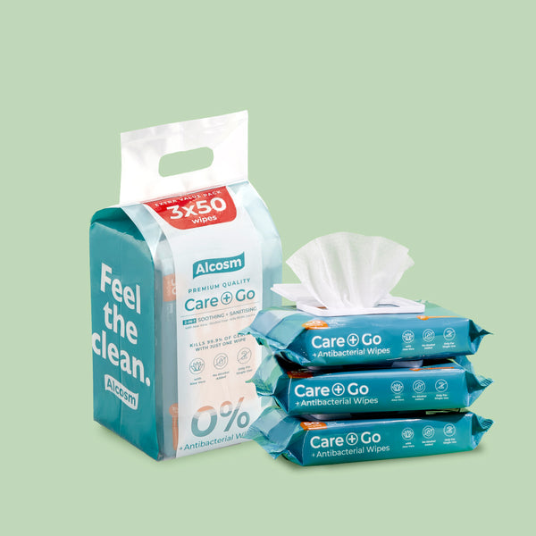 Alcean Antibacterial Classic Wipes 0% Alcohol (50 Wipes x 9 Packs)