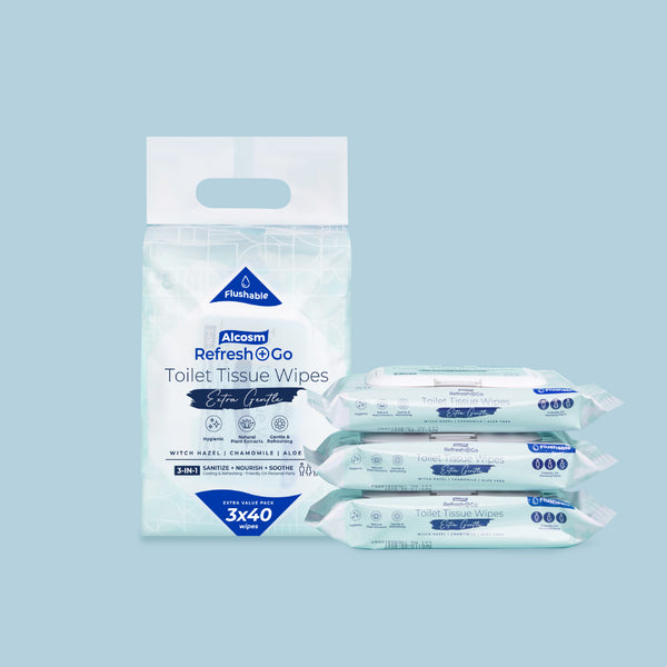 Toilet 40s' Wipes (40s' x 3 Packs)