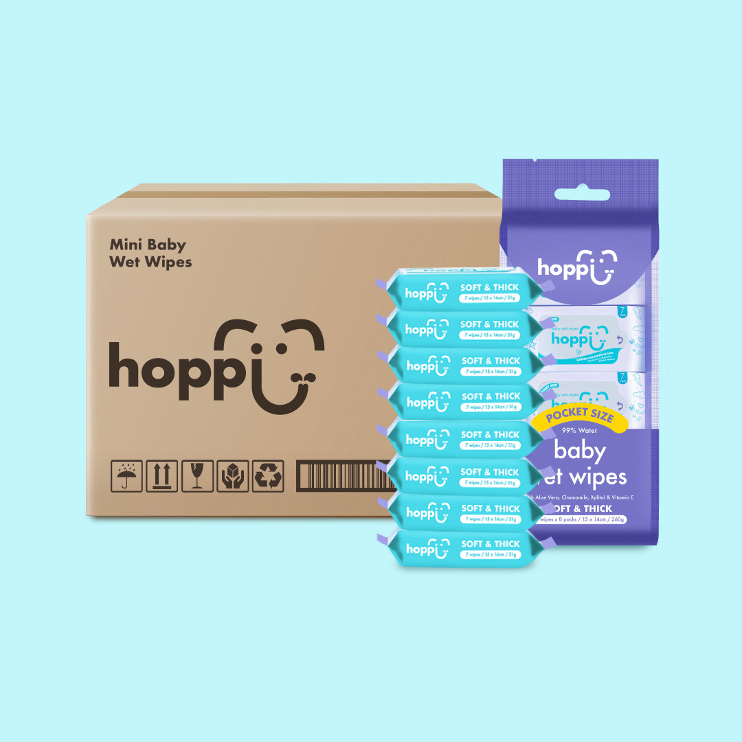 [CARTON DEAL] Hoppi Mini Baby Wet Wipes (7 Wipes x 192 Single Packs)